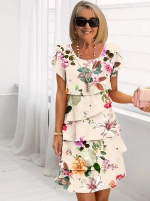 Robe de Cérémonie Florale Femme Élégante – Coupe Flatteuse