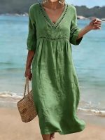 Robe Estivale Ample en Coton Respirant Mi-longue