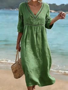 Robe Estivale Ample en Coton Respirant Mi-longue