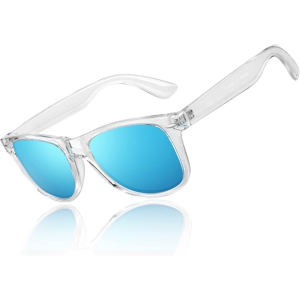 Monture transparente _ Verres Revo bleu glacier