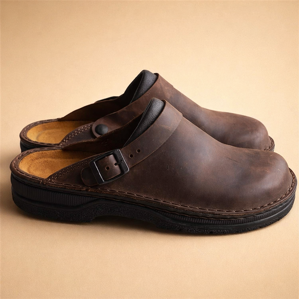 Mules Homme Faciles à Enfiler Cuir Cousues Main Confort – Image 4