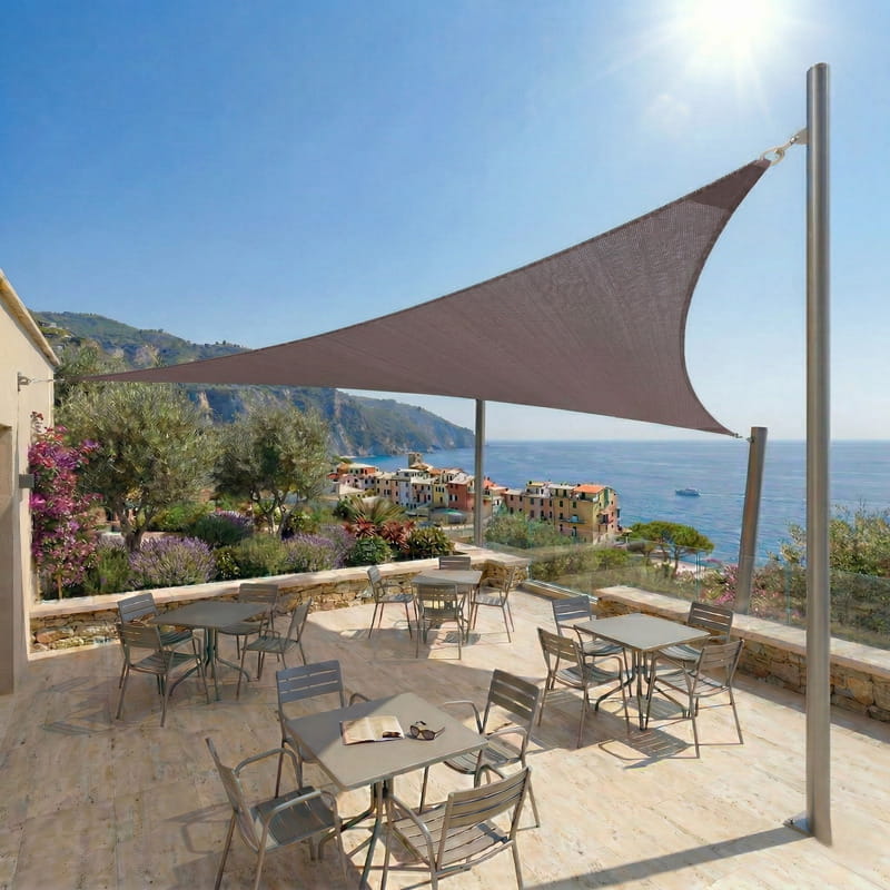 Voile d'Ombrage Triangulaire Taupe – Terrasse Jardin-imperméable – Image 3