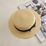 Chapeau paille femme panama plage été nœud papillon protection soleil