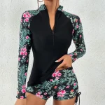 Ensemble tankini femme deux pièces manches longues plage