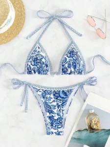 Bikini triangle halter ficelle deux pièces femme été