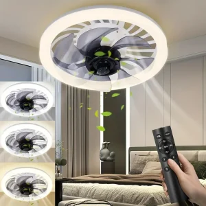Ventilateur plafonnier LED intelligent profil bas télécommande chambre