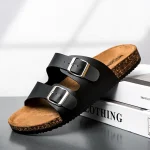 Claquettes Cuir Liège Homme  Style Rétro Été