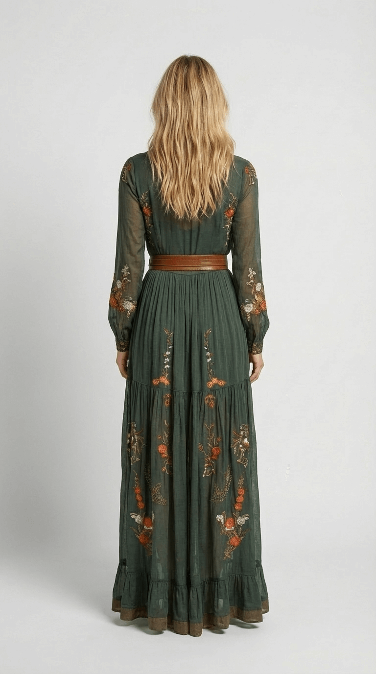 Robe Maxi Fluide Femme Imprimée Manches Longues – Image 4