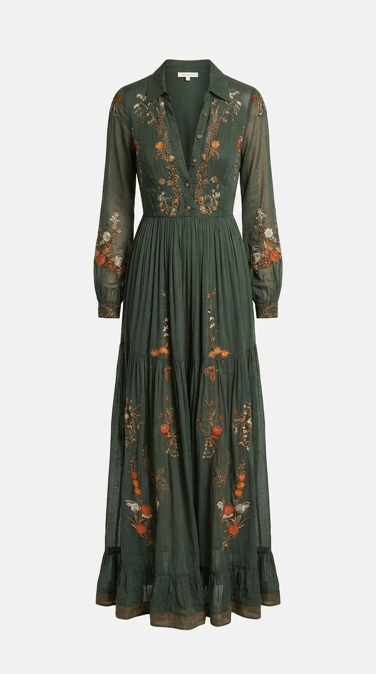 Robe Maxi Fluide Femme Imprimée Manches Longues – Image 5