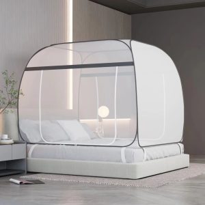 Moustiquaire lit carrée pliable protection insectes rideau élégant chambre
