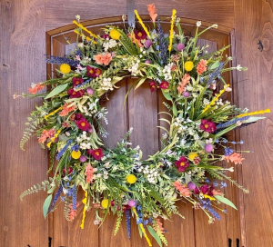 Décoration Porte Printemps Couronne Fleurs Eucalyptus