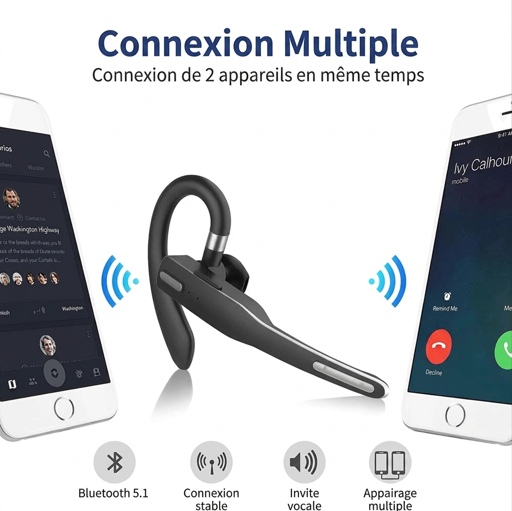 Oreillette Bluetooth micro anti-bruit longue autonomie professionnelle – Image 2