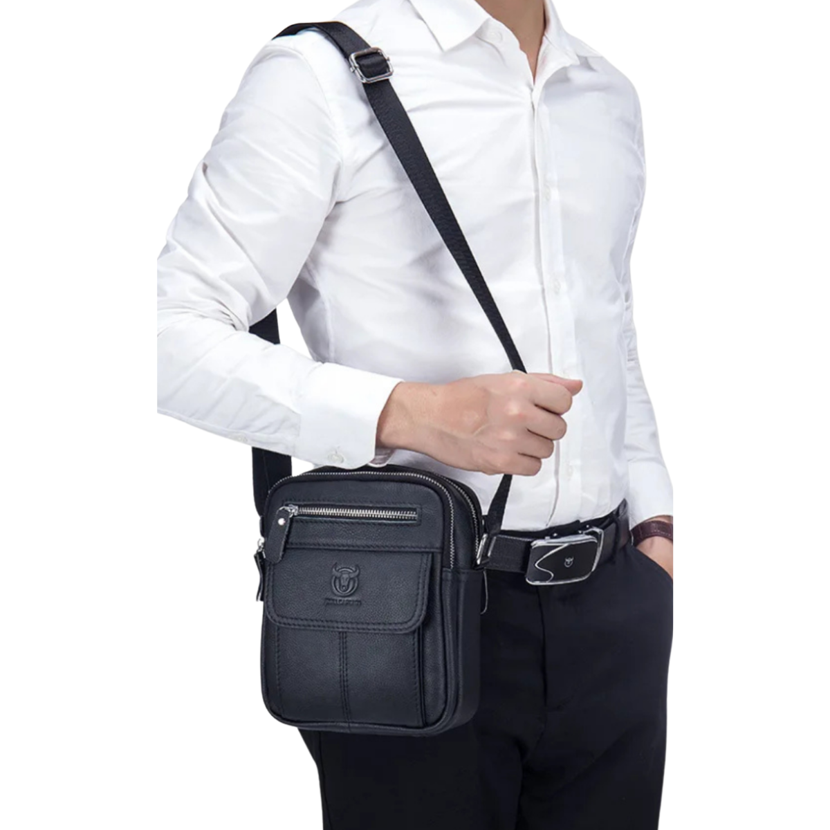 Sacoche homme cuir synthétique bandoulière réglable – Image 5