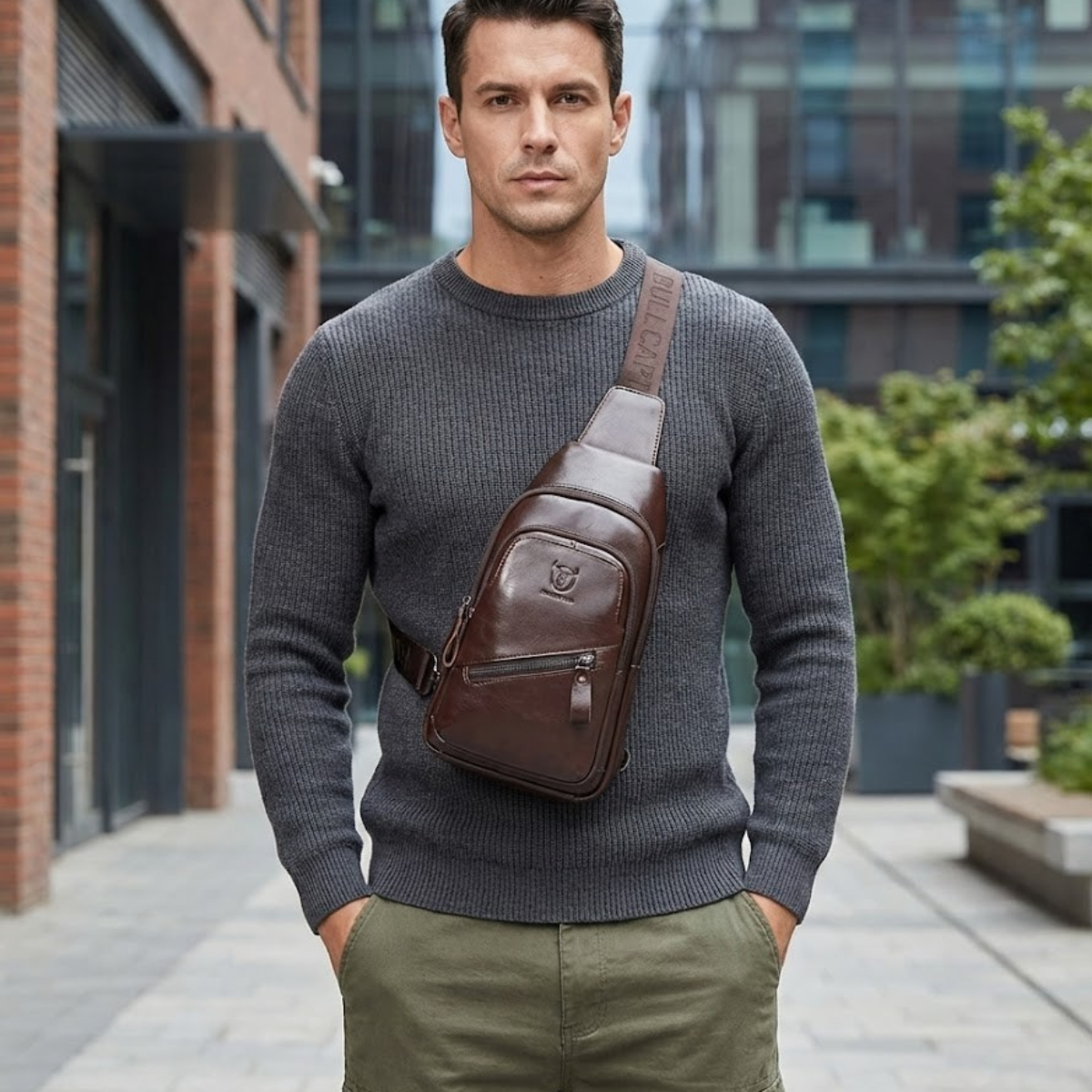 Sacoche homme cuir PU vintage espace tablette – Image 3