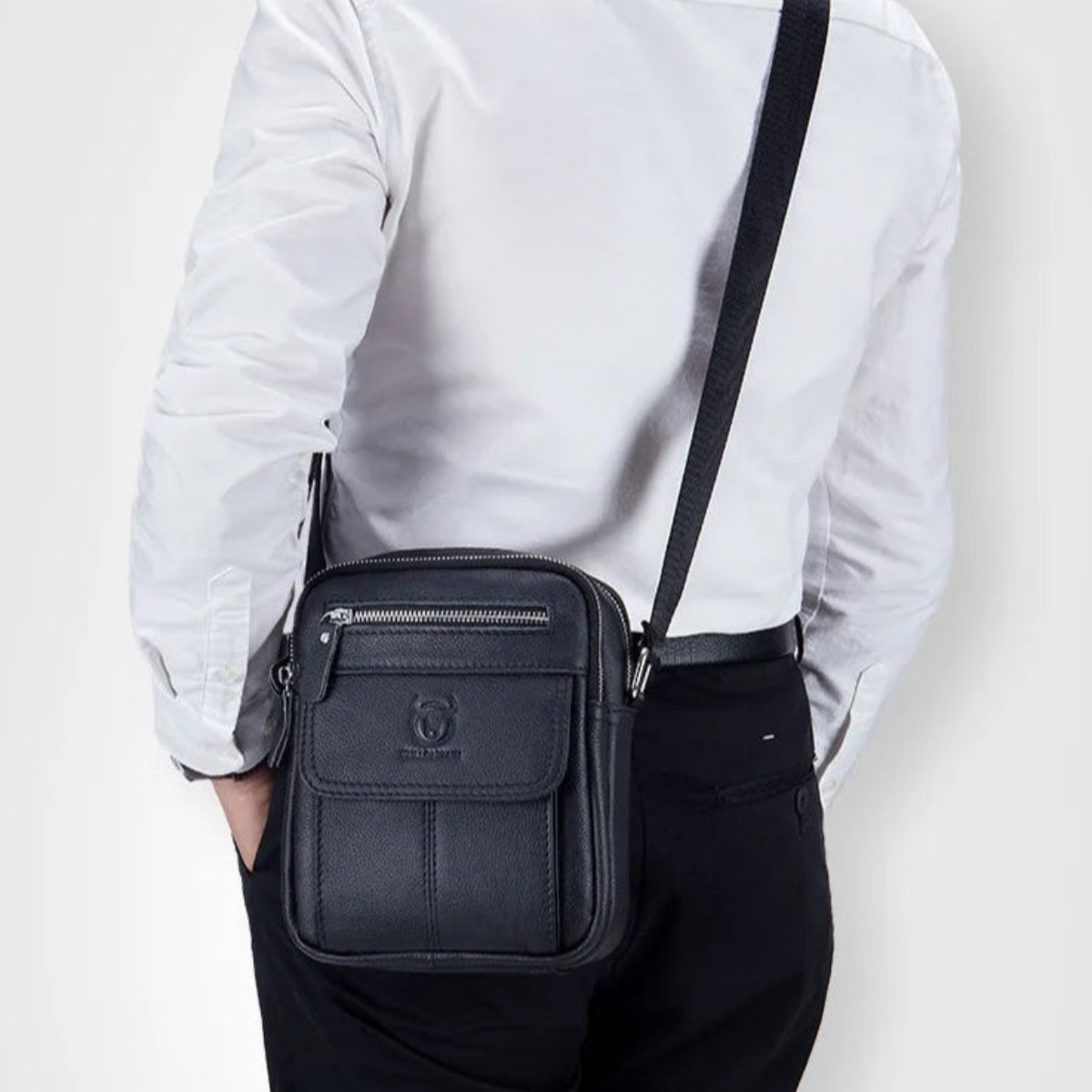 Sacoche homme cuir synthétique bandoulière réglable – Image 6