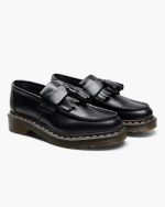 Chaussures plateforme femme noires, style mocassin à franges