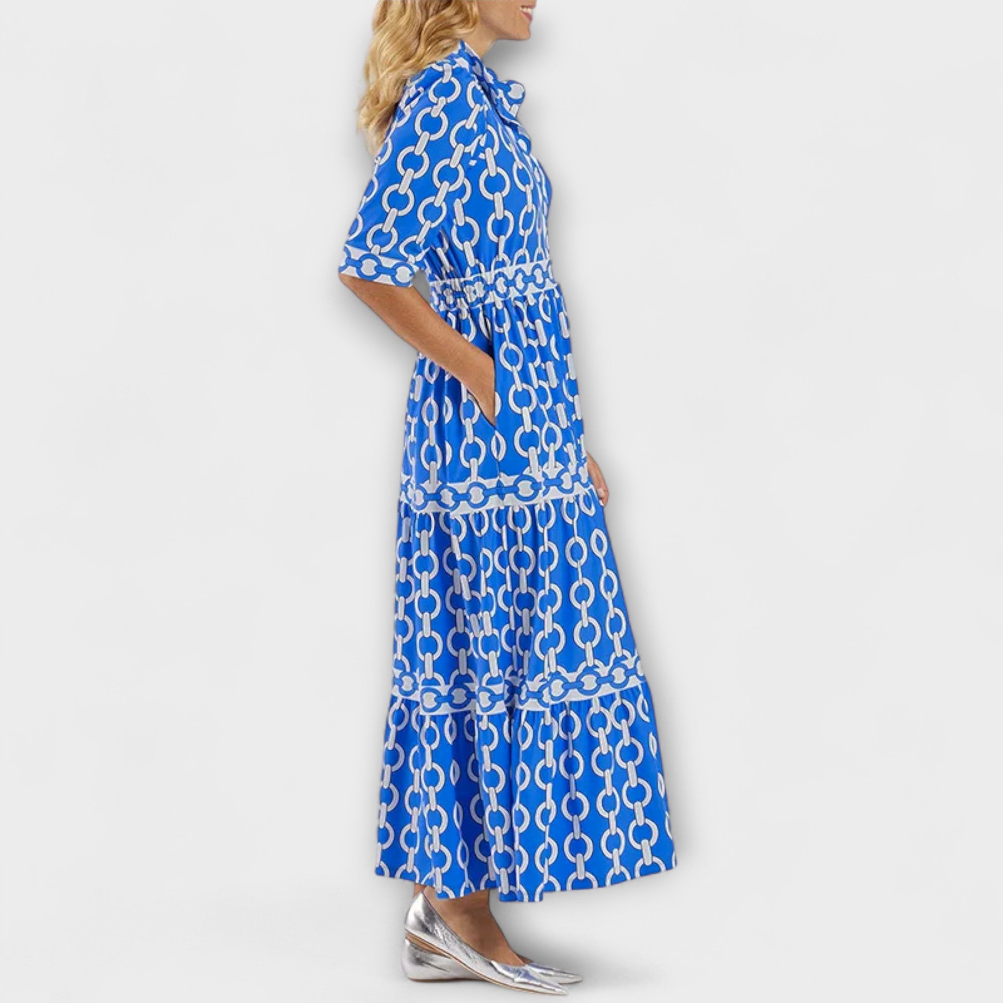 Robe Femme Mi-Longue Motif Chaîne Élégance Quotidienne – Image 6