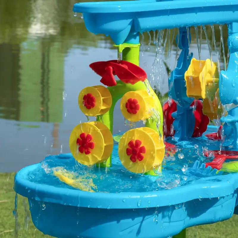 Table de jeu d'eau et de sable enfants multi-niveaux 15 accessoires – Image 3