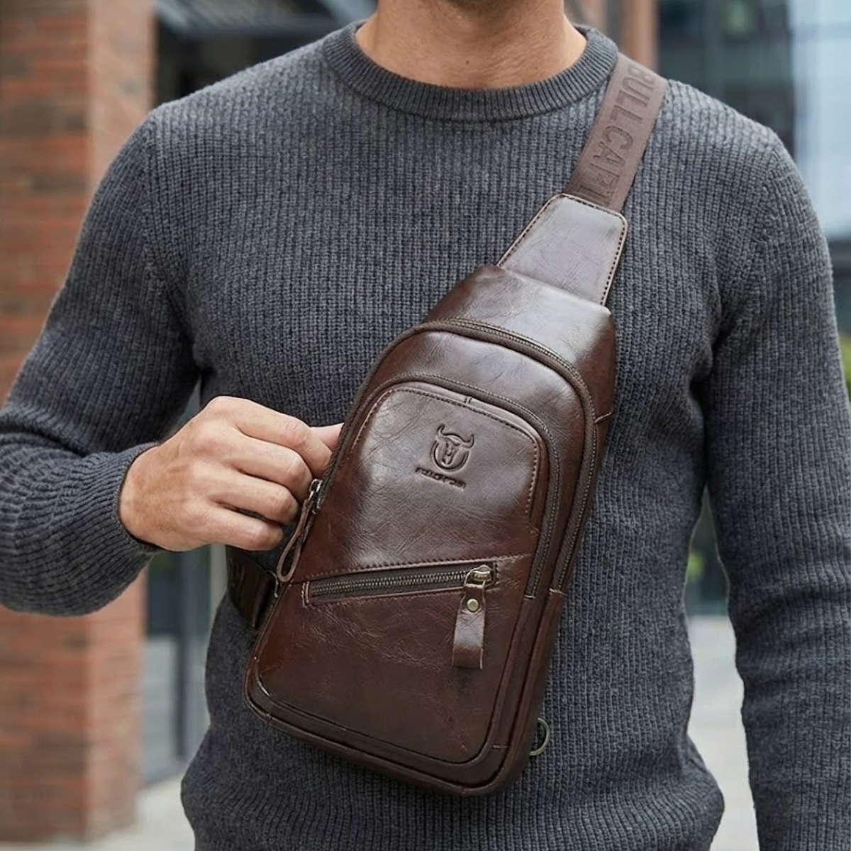 Sacoche homme cuir PU vintage espace tablette – Image 5
