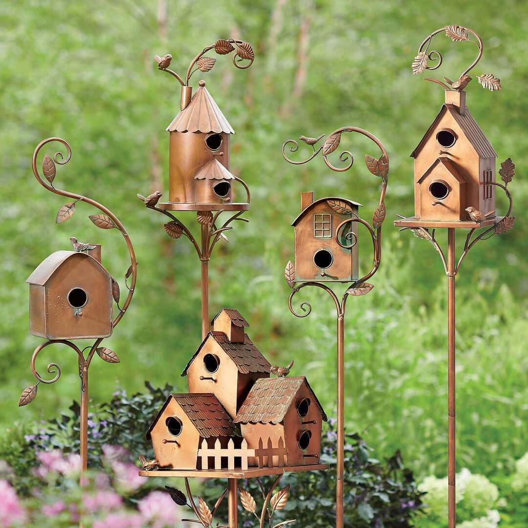 Ornement de Jardin Rustique – Nichoir Décoratif sur Piquet Métal – Image 6