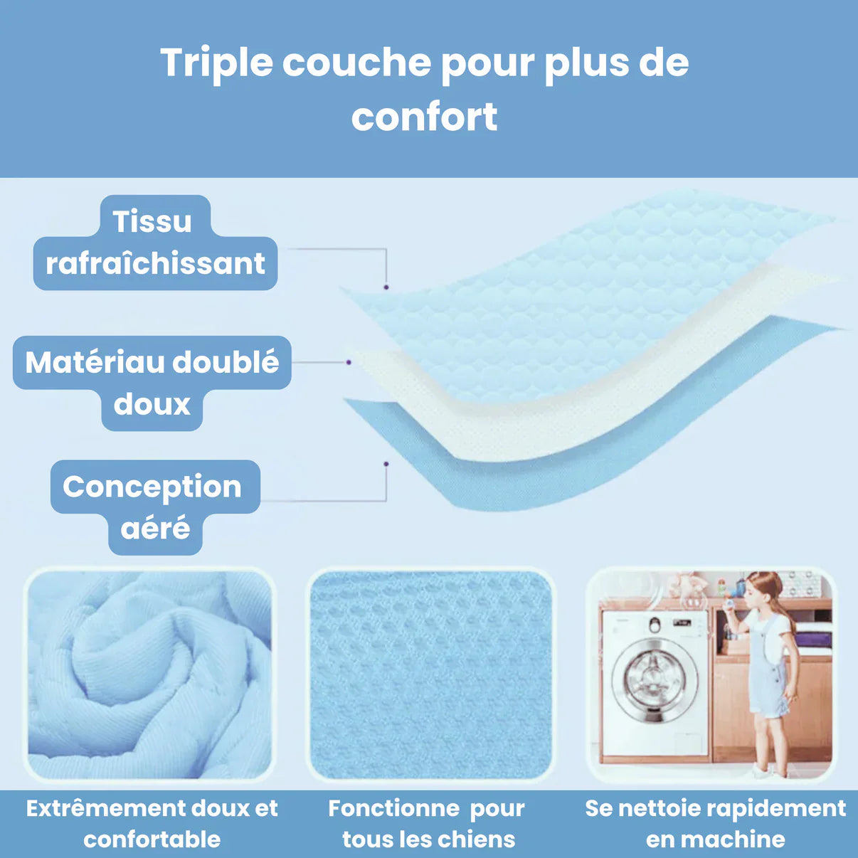 Tapis chien rafraîchissant gel thermorégulateur lavable – Image 3