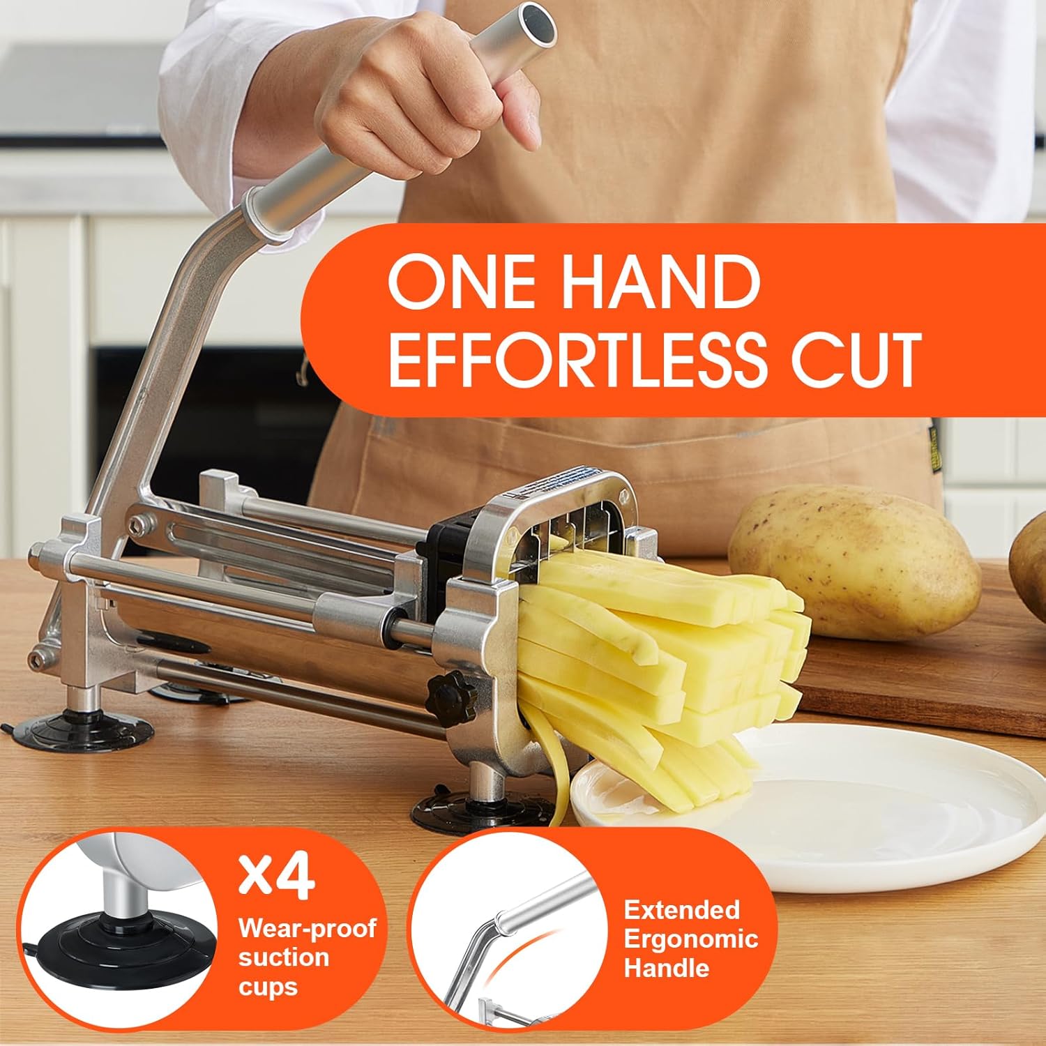Coupe-Frites Manuel Inox | 3 Lames Interchangeables Pro – Image 4