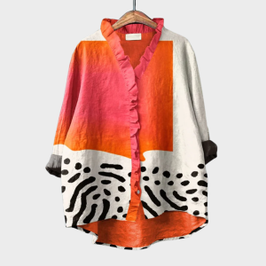 Tunique en Lin Blanc Femme, Manches Courtes, Saison Chaude