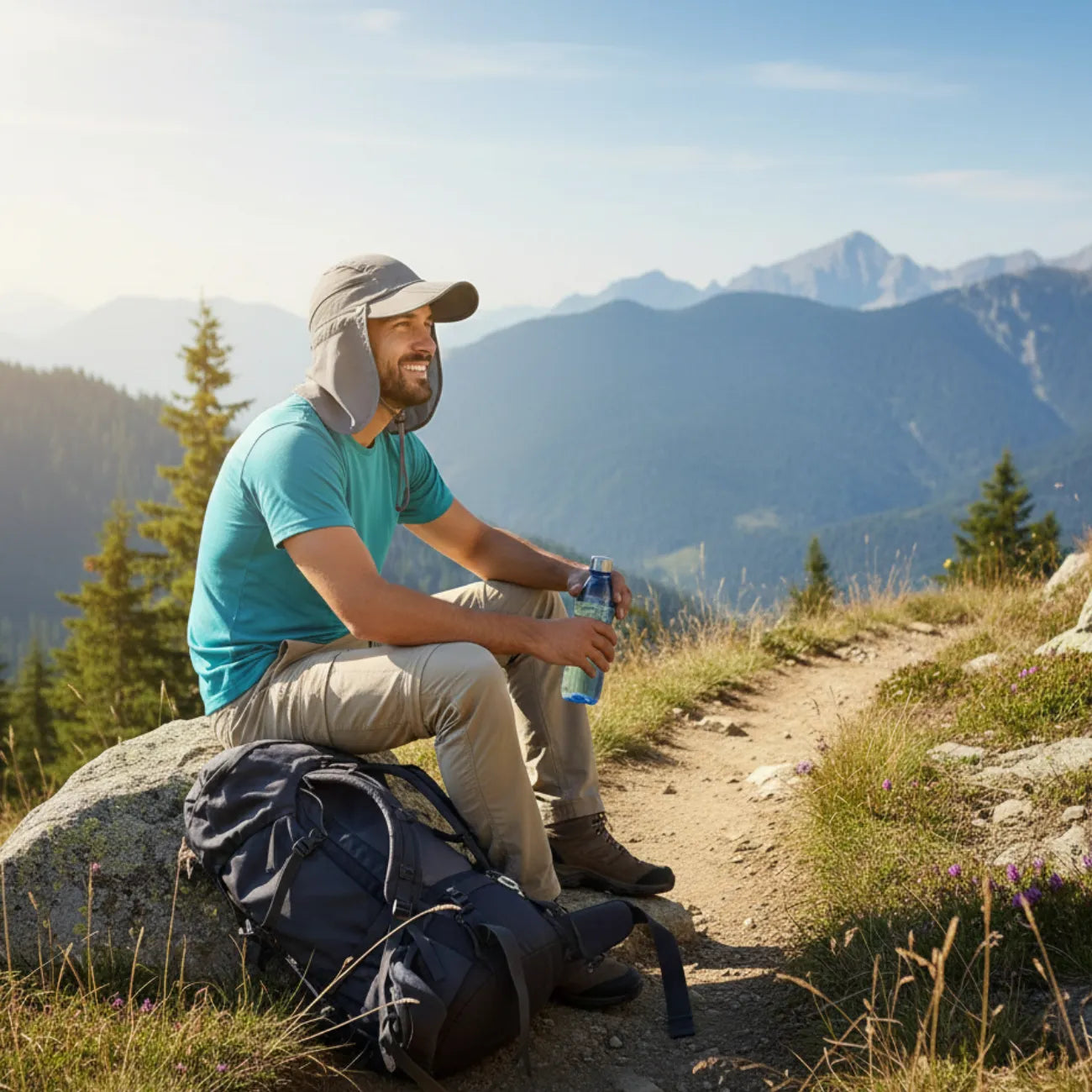 Chapeau Anti-UV Randonnée Pliable avec Protège-Nuque – Image 5