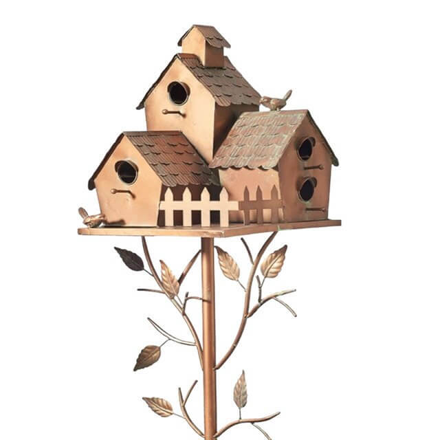 Ornement de Jardin Rustique – Nichoir Décoratif sur Piquet Métal – Image 5