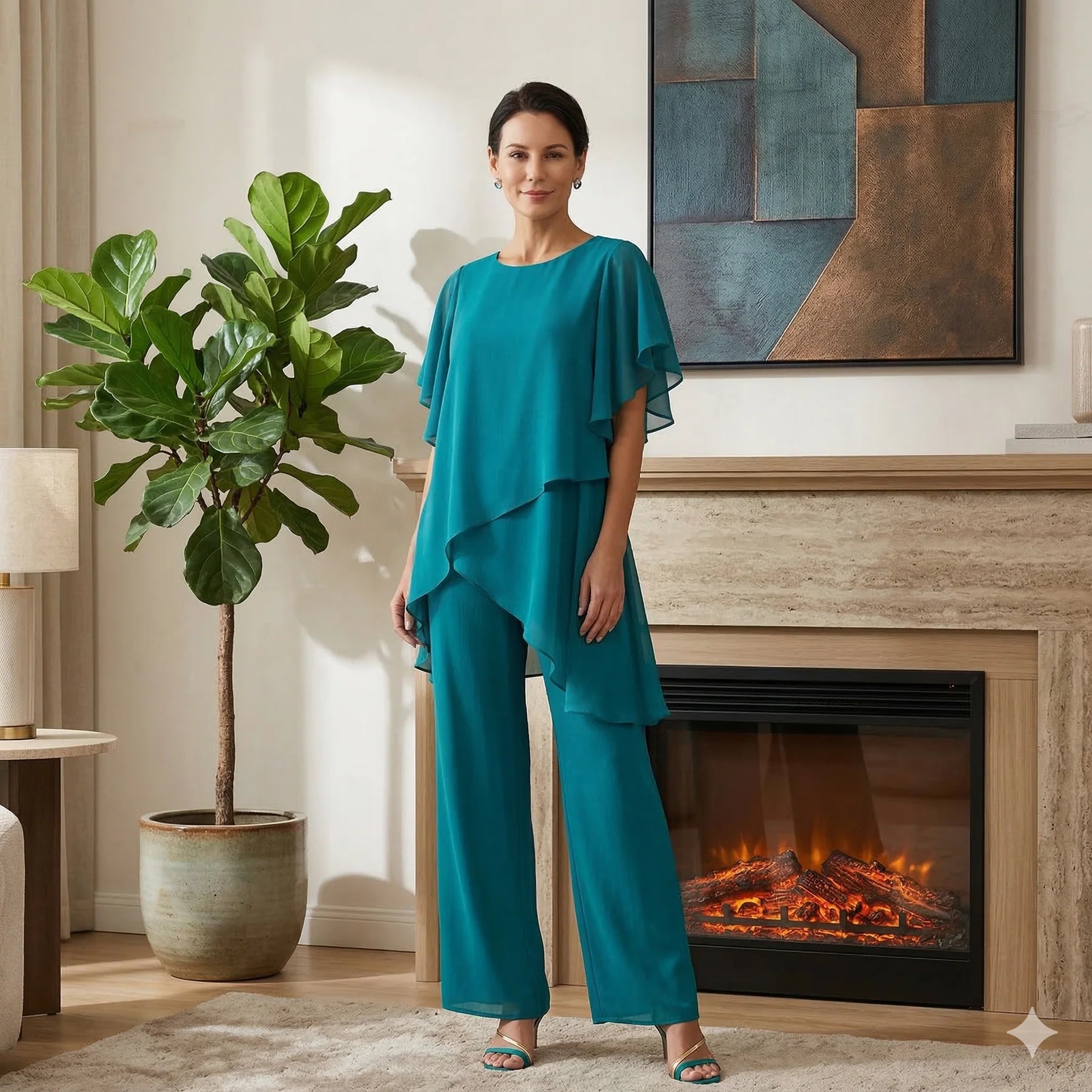 Ensemble femme fluide pantalon tunique décontracté – Image 4