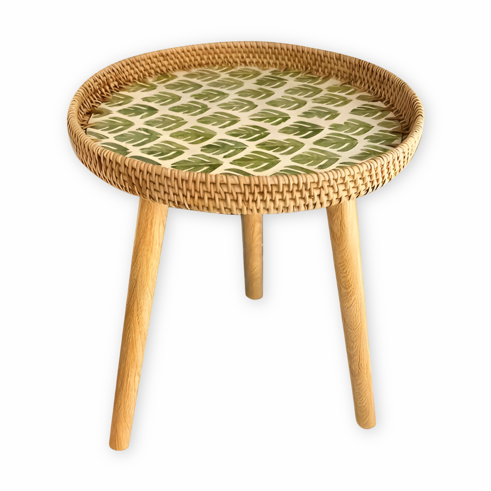Table Basse Rotin Bois Massif Salon Design Nordique – Image 3