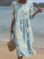 Robe fluide brodée femme été style bohème décontracté