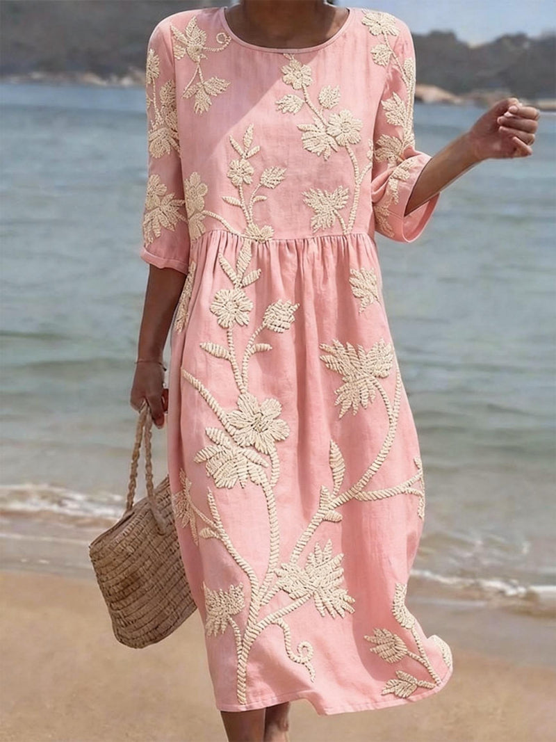 Robe fluide brodée femme été style bohème décontracté – Image 2