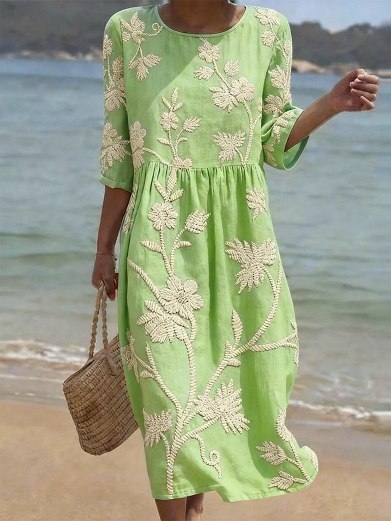 Robe fluide brodée femme été style bohème décontracté – Image 3