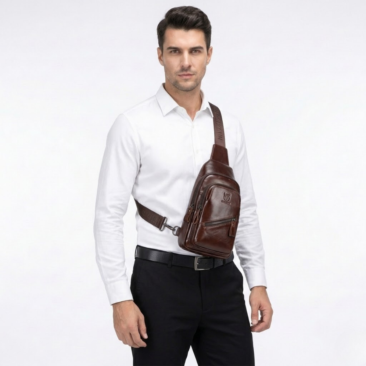 Sacoche homme cuir PU vintage espace tablette – Image 2