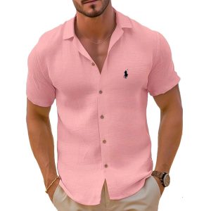 Chemise Homme Lin Coton Légère Été Casual