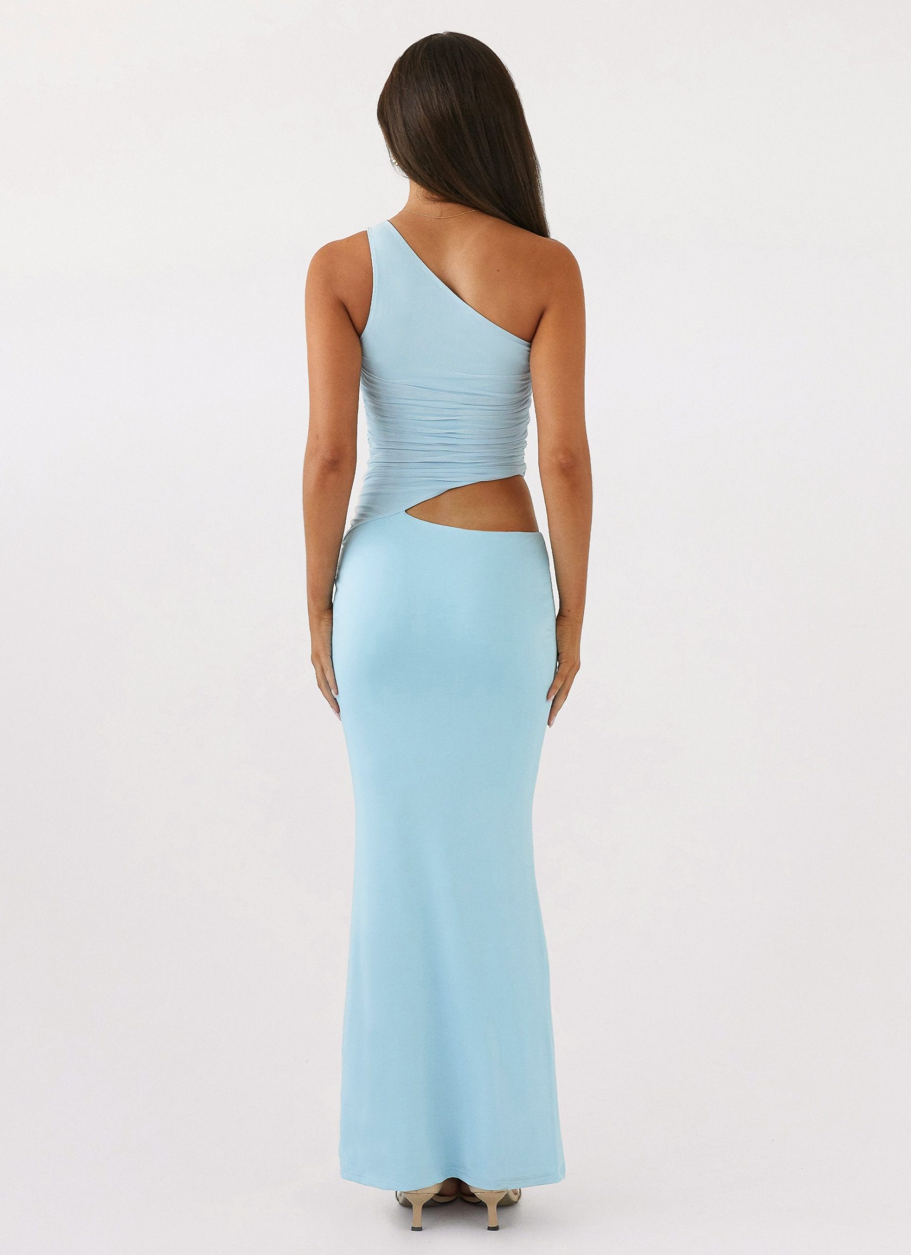 Robe longue asymétrique femme une épaule cut-out élégante – Image 9