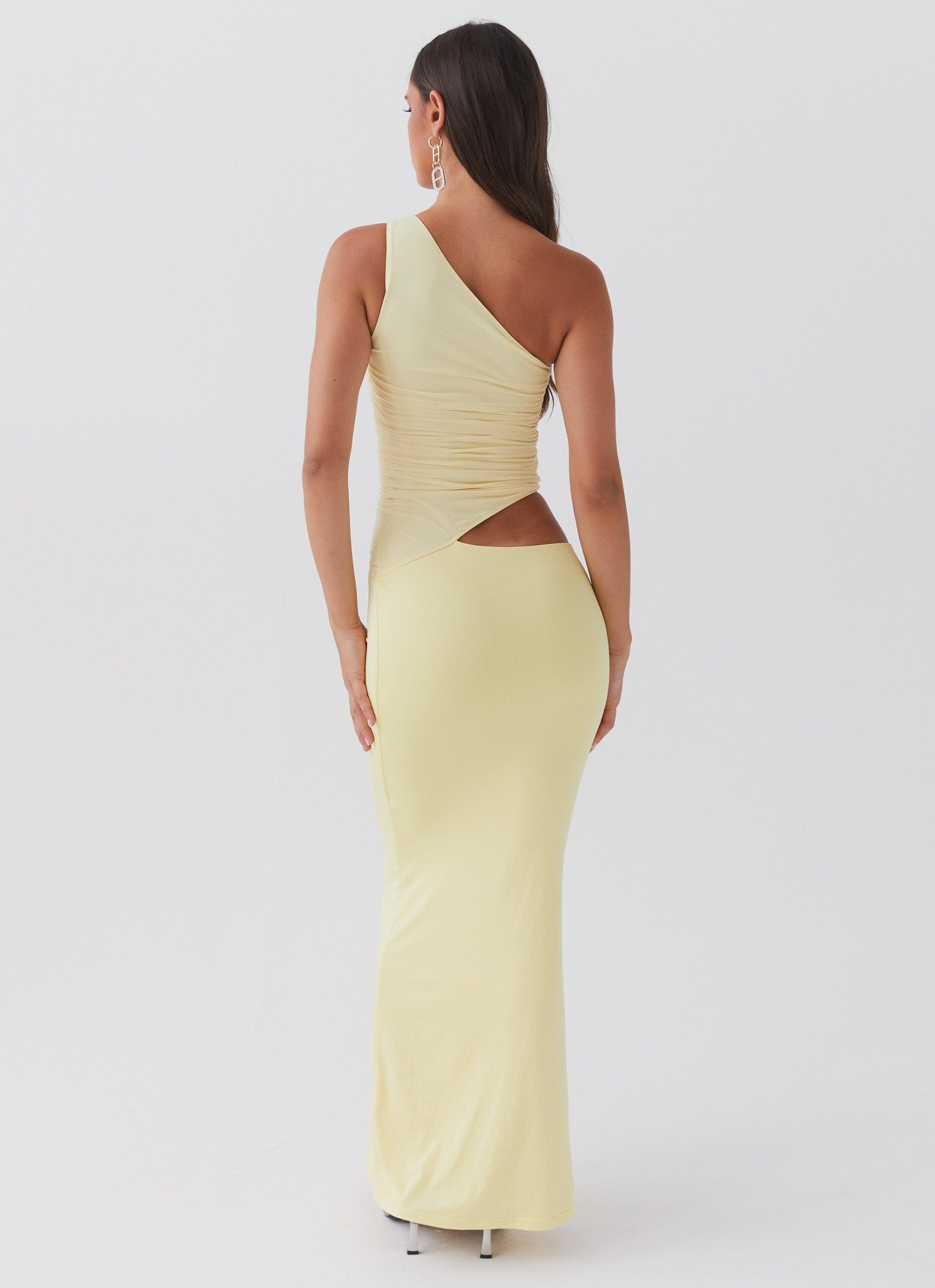 Robe longue asymétrique femme une épaule cut-out élégante – Image 6