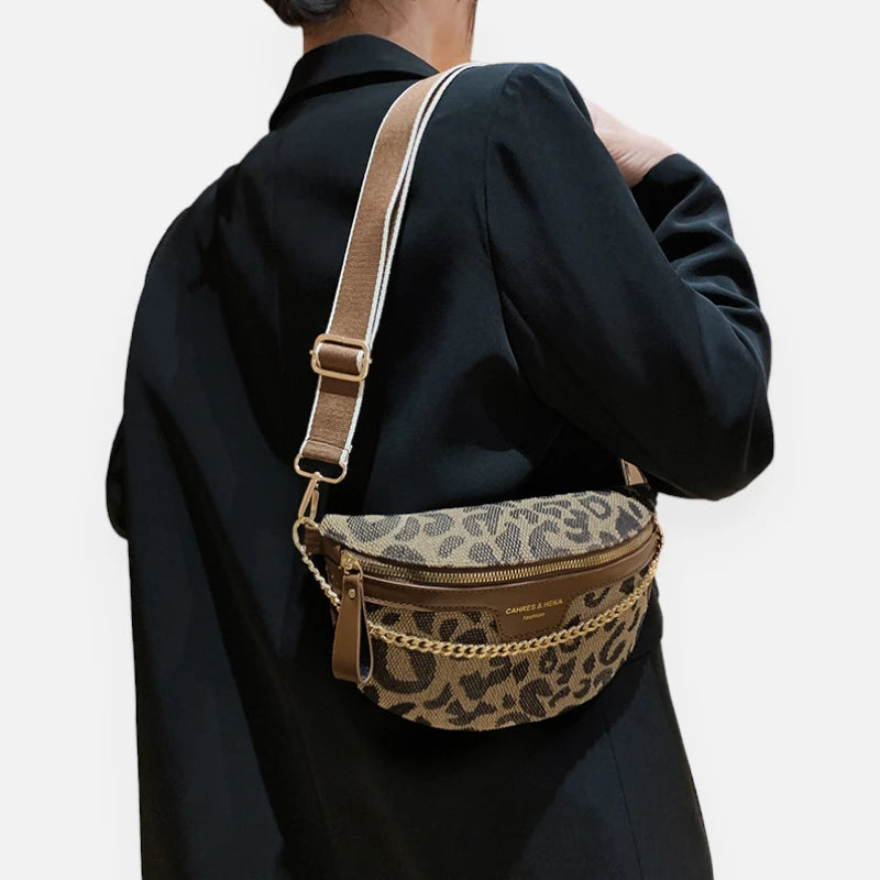 Sac banane femme léopard chaîne dorée chic – Image 6