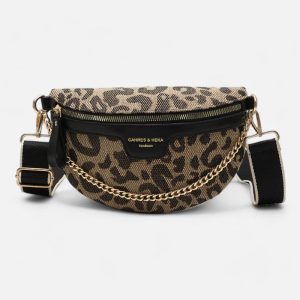 Sac banane femme léopard chaîne dorée chic