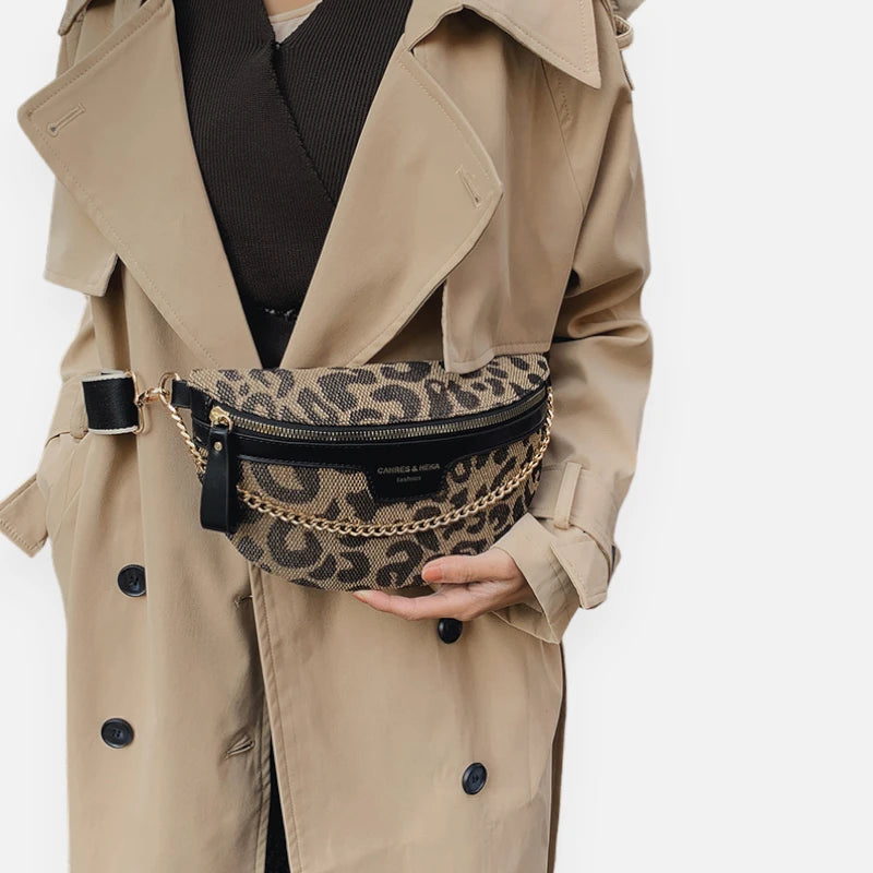 Sac banane femme léopard chaîne dorée chic – Image 4