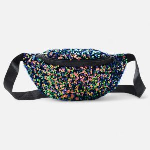 Sac banane femme sequin tissu mesh ajustable