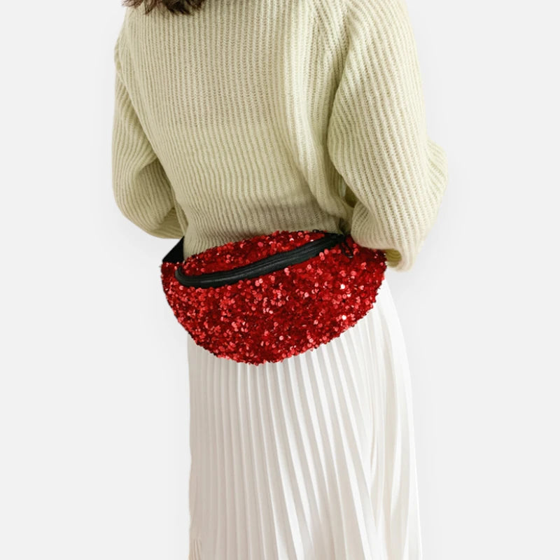 Sac banane femme sequin tissu mesh ajustable – Image 12