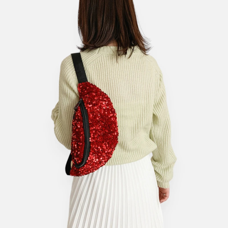 Sac banane femme sequin tissu mesh ajustable – Image 13