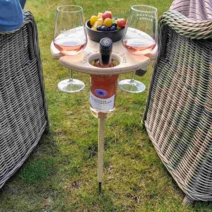 Table Pique-Nique Pliante Bois Support Vin Extérieur