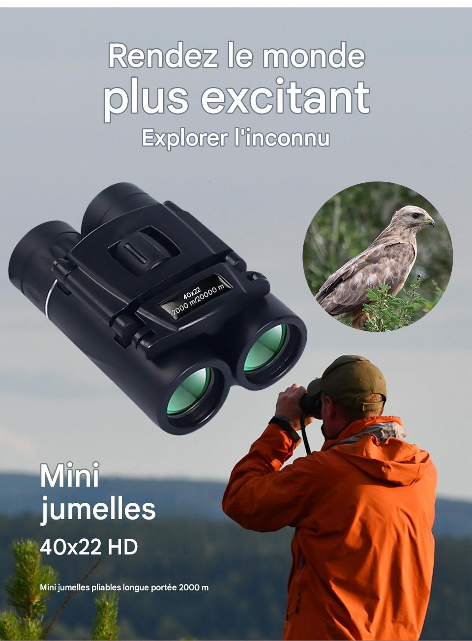 Jumelles Compactes HD 40x22 pour Randonnée et Observation Nature – Image 4