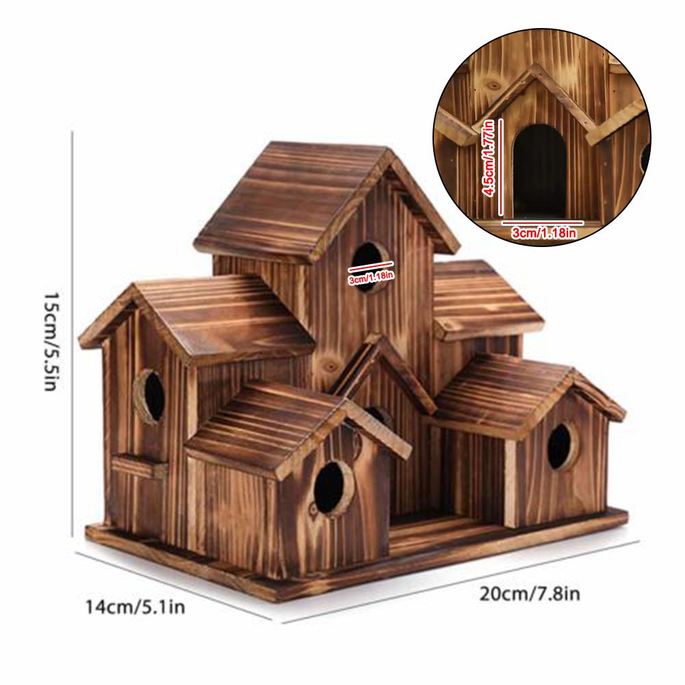 Maisonnette oiseaux bois 6 entrées – Abri jardin rustique – Image 6