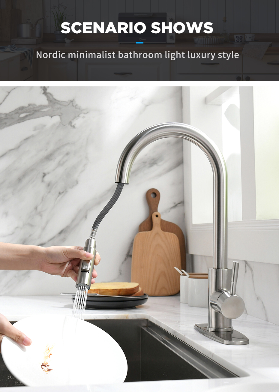 Robinet de cuisine tactile col de cygne acier inoxydable – Image 9