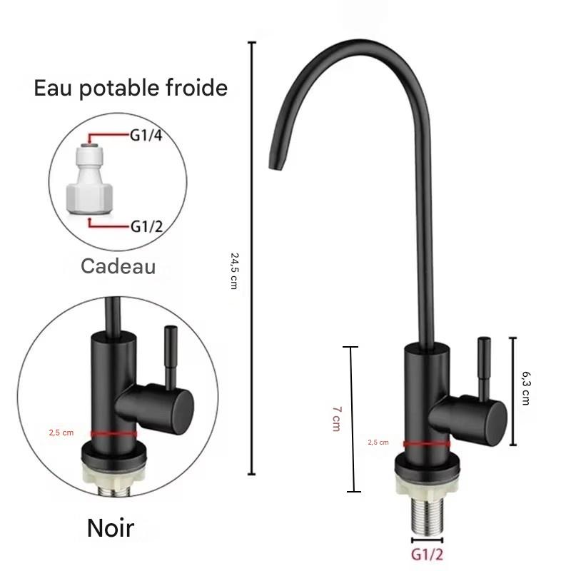 Robinet cuisine acier 304 pour eau purifiée 360° – Image 7