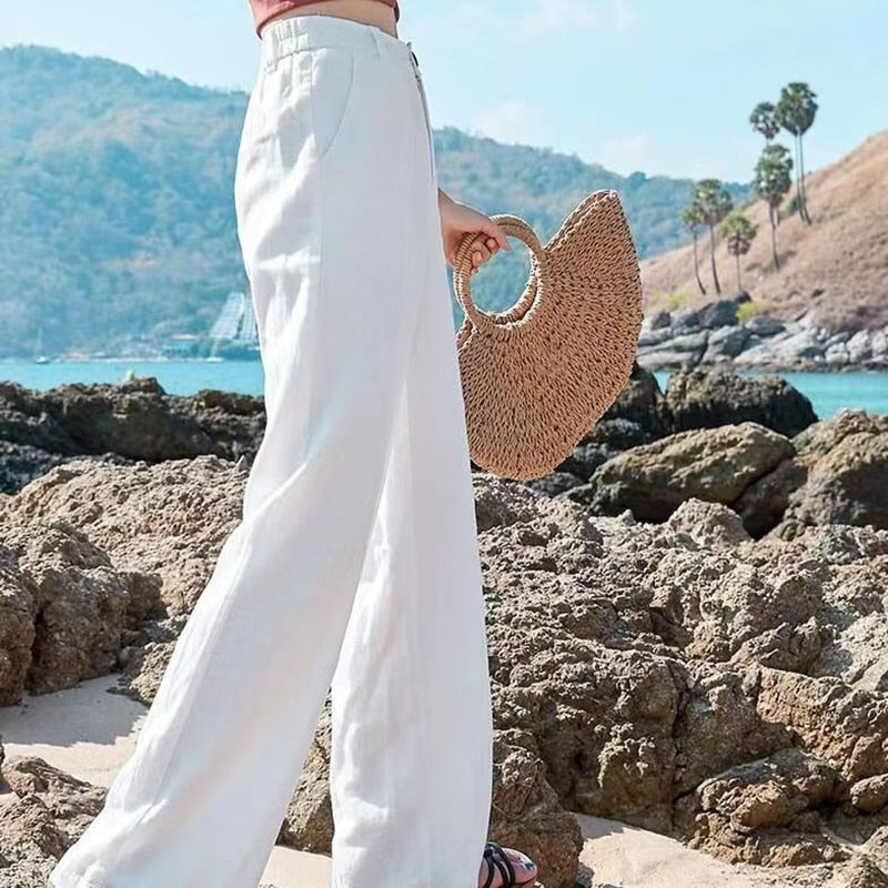 Pantalon Femme Taille Haute Fluide Large Élégant – Image 3